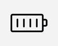 Full Battery Line Icon. Fully Charged Power Status Indicator Level Linear Sign. Electricity Capacity Symbol Vector Graphic Clipart Royalty Free Stock Photo