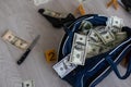 Full Black Duffel Bag of Hundred Dollar Bills Royalty Free Stock Photo