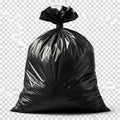 Full black garbage bag tied closed ready for disposal transparent background for easy integration Royalty Free Stock Photo