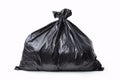 Full black plastic garbage bag on white background Royalty Free Stock Photo