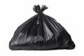 Full black garbage bag in front of white studio background Royalty Free Stock Photo
