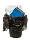 Full black wastebasket