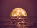 full blood moon light orange on sea reflection moon light on surface