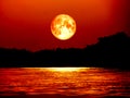 Full blood moon and moonlight on river, Elements of this image f
