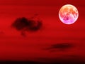 Full Blood Moon In The Red Night Sky