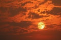 Full blood snow moon back dark red cloud on the night sky Royalty Free Stock Photo