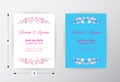 Full bloom pink sakura flower wedding card template circle, Cherry blossom floral vintage invitation frame isolated.