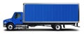 Full blue delivery truck side view. Royalty Free Stock Photo