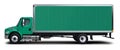 Full blue-green Freightliner M2 delivery truck side view.