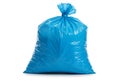 Full blue plastic garbage bag isolated on white background Royalty Free Stock Photo