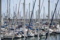 Full of boats, yachts and sailboats moored in Port Olimpic Marina, at Barceloneta Barcelona, Spain Royalty Free Stock Photo