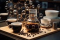Full-bodied Cup of natural coffee molecular component. Generate ai