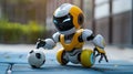 full-body android pet robot playing fetch, interactive game, advanced mechanics