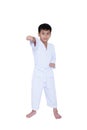 Full body of asian child athletes martial art taekwondo training Royalty Free Stock Photo