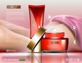 Full body cream moisturizer with vitamins. Skin care solution. Realistic vector image