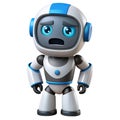A cute cartoon robot character with a worried and surprised expression, isolated on a transparent background Royalty Free Stock Photo