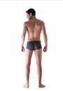 Full body of fit young man seen from the back in underwear isolated Royalty Free Stock Photo