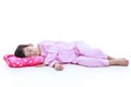 Full body. Healthy children concept. Asian girl sleeping peacefu Royalty Free Stock Photo