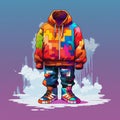 Colorful Streetwear: A Pixelated Fusion Of Speedpainting And Kidcore