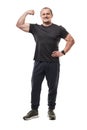 Mature fitness coach on white background