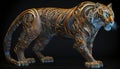 full body mechanical tiger, digital quilling. Generative AI