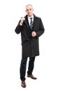 Full body of middle age business man wearing raincoat Royalty Free Stock Photo