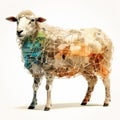 Algorithmic Art Of A Sheep On White Background Royalty Free Stock Photo