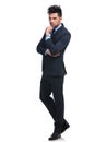 Full body picture of a serious pensive business man Royalty Free Stock Photo