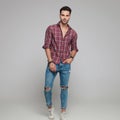 Full body picture of a young casual man Royalty Free Stock Photo