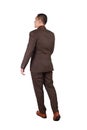 Full Body Portrait of Asian Businessman Walking, Rear View