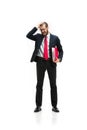 Full body portrait of businessman with folder on white Royalty Free Stock Photo