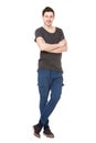 Full body cool young man against isolated white background Royalty Free Stock Photo