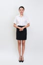 Full body portrait of happy smiling young beautiful business woman Royalty Free Stock Photo
