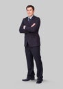 Full body portrait of man standing with grey background Royalty Free Stock Photo