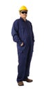 Full body portrait of a worker in Mechanic Jumpsuit isolated on Royalty Free Stock Photo