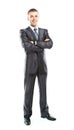 Full body portrait of young happy smiling cheerful business man Royalty Free Stock Photo