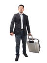 Full body portrait of younger asian business man and traveling l Royalty Free Stock Photo