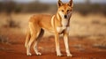 Full body shot of Dingo in Australia looking straight towards the camera