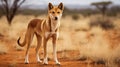 Full body shot of Dingo in Australia looking straight towards the camera
