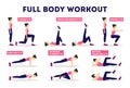 Full body workout set. Exercise for woman