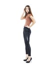 Full body, Young beautiful brunette woman in black pants Royalty Free Stock Photo