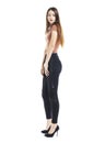 Full body, Young beautiful brunette woman in black pants Royalty Free Stock Photo