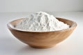 Full bowl with flour on white background. Generate Ai