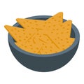 Full bowl of nachos icon isometric vector. Bowl food