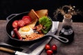 An English breakfast is a breakfast meal that typically includes bacon, sausages, eggs ..