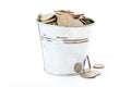 A full bucket of coins Royalty Free Stock Photo