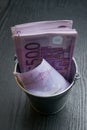 a full bucket of euro cash money Royalty Free Stock Photo