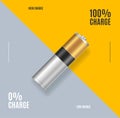 Full Charge Concept Banner Card with Realistic 3d Detailed Battery. Vector