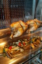 full chicken roasted italian style cuisine with paprika and eggplants