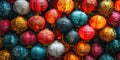 Full Chinese Lanterns Texture Background. Chinese New Year Concept